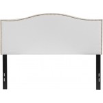 Lexington Upholstered Full Size Headboard with Accent Nail Trim in White Fabric