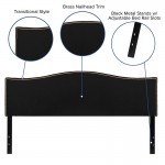 Lexington Upholstered King Size Headboard with Accent Nail Trim in Black Fabric