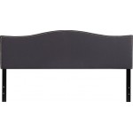 Lexington Upholstered King Size Headboard with Accent Nail Trim in Dark Gray Fabric