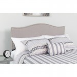 Lexington Upholstered King Size Headboard with Accent Nail Trim in Light Gray Fabric