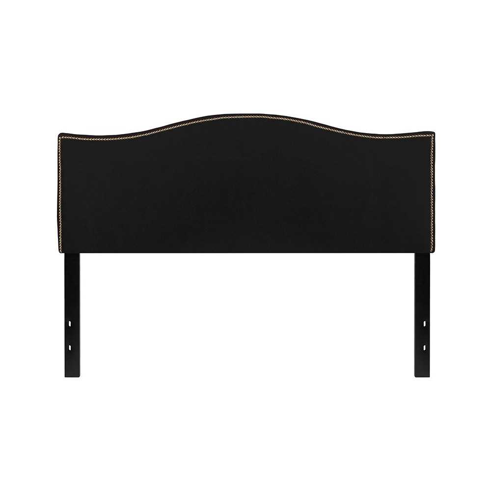 Lexington Upholstered Queen Size Headboard with Accent Nail Trim in Black Fabric Lexington Upholstered Queen Size Headboard with Accent Nail Trim in Black Fabric