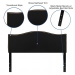 Lexington Upholstered Queen Size Headboard with Accent Nail Trim in Black Fabric