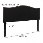 Lexington Upholstered Queen Size Headboard with Accent Nail Trim in Black Fabric