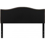 Lexington Upholstered Queen Size Headboard with Accent Nail Trim in Black Fabric