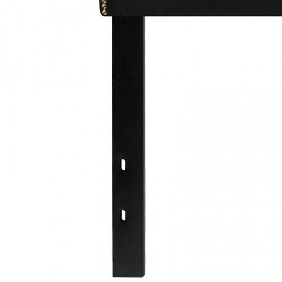 Lexington Upholstered Queen Size Headboard with Accent Nail Trim in Black Fabric
