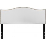 Lexington Upholstered Queen Size Headboard with Accent Nail Trim in White Fabric