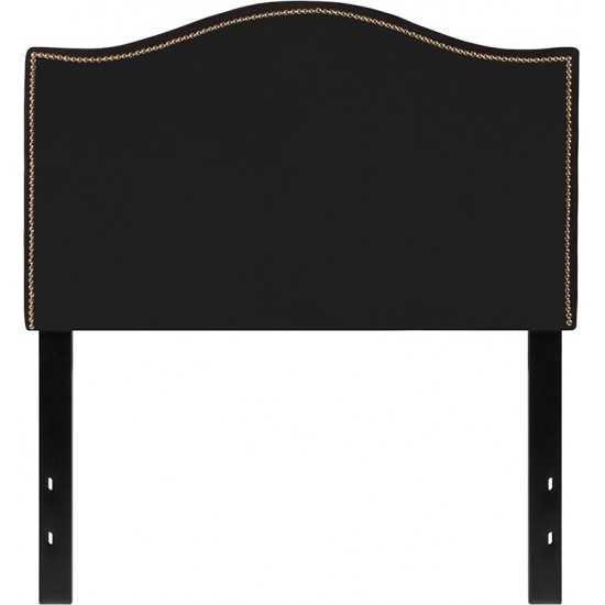 Lexington Upholstered Twin Size Headboard with Accent Nail Trim in Black Fabric