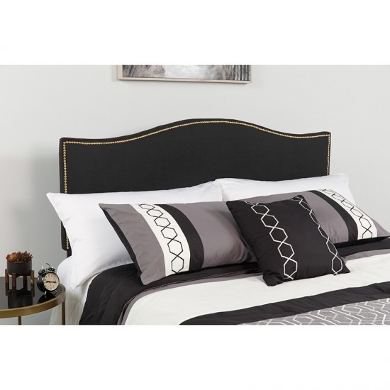 Lexington Upholstered Twin Size Headboard with Accent Nail Trim in Black Fabric