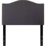 Lexington Upholstered Twin Size Headboard with Accent Nail Trim in Dark Gray Fabric
