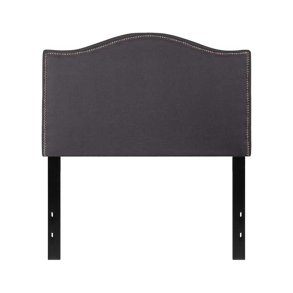 Lexington Upholstered Twin Size Headboard with Accent Nail Trim in Dark Gray Fabric Lexington Upholstered Twin Size Headboard with Accent Nail Trim in Dark Gray Fabric