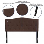 Cambridge Tufted Upholstered Full Size Headboard in Dark Brown Fabric