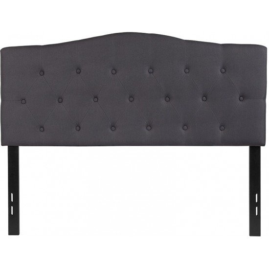 Cambridge Tufted Upholstered Full Size Headboard in Dark Gray Fabric