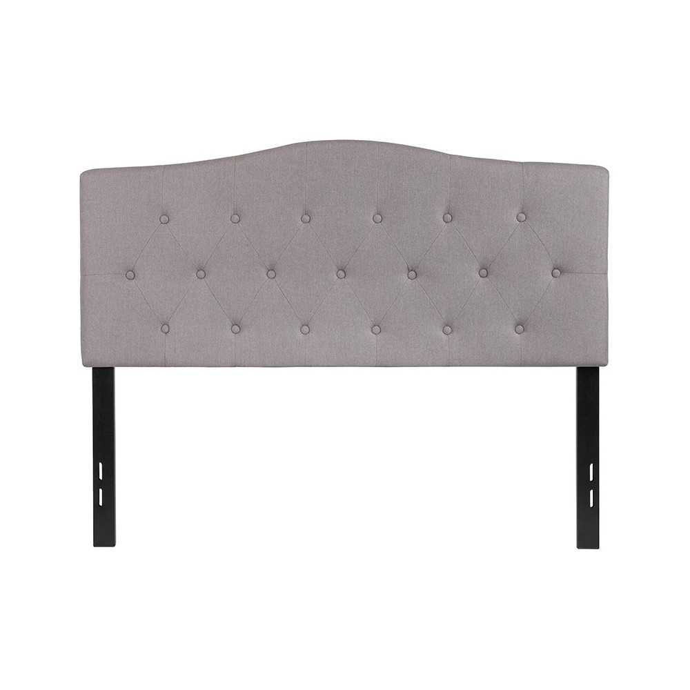 Cambridge Tufted Upholstered Full Size Headboard in Light Gray Fabric Cambridge Tufted Upholstered Full Size Headboard in Light Gray Fabric