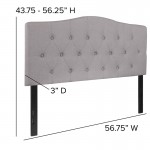 Cambridge Tufted Upholstered Full Size Headboard in Light Gray Fabric