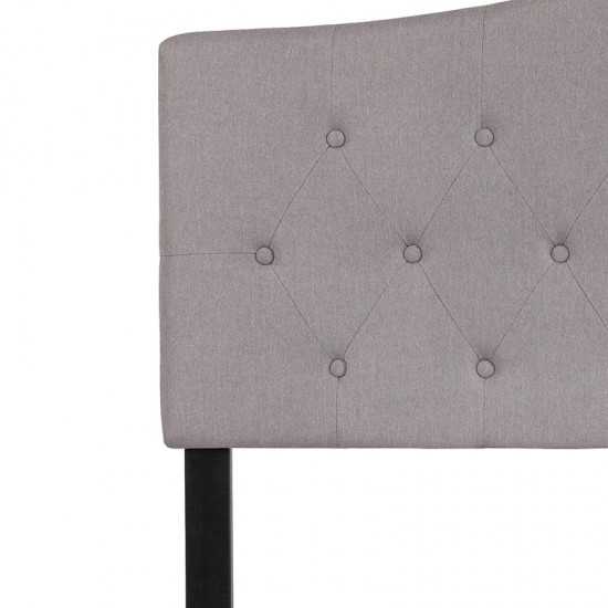 Cambridge Tufted Upholstered Full Size Headboard in Light Gray Fabric