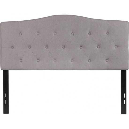 Cambridge Tufted Upholstered Full Size Headboard in Light Gray Fabric