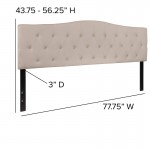 Cambridge Tufted Upholstered King Size Headboard in Beige Fabric