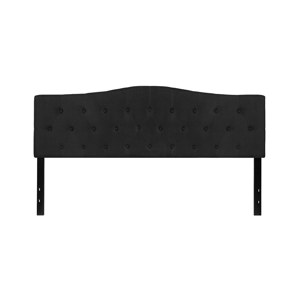 Cambridge Tufted Upholstered King Size Headboard in Black Fabric