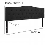 Cambridge Tufted Upholstered King Size Headboard in Black Fabric