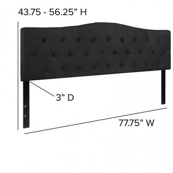 Cambridge Tufted Upholstered King Size Headboard in Black Fabric