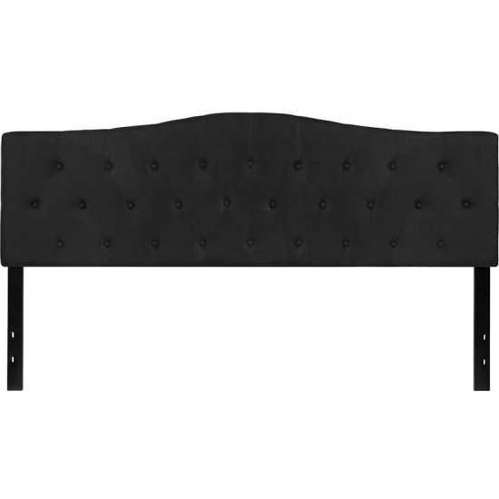 Cambridge Tufted Upholstered King Size Headboard in Black Fabric