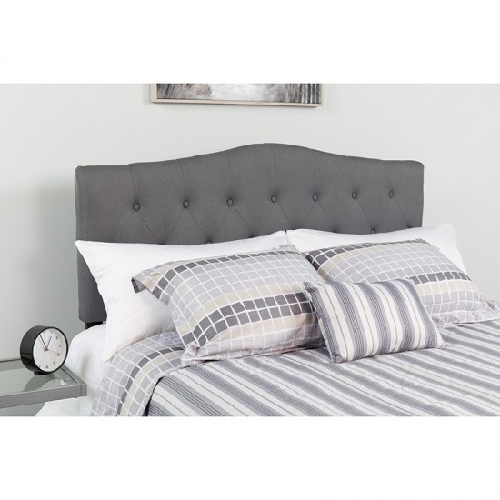 Cambridge Tufted Upholstered King Size Headboard in Dark Gray Fabric