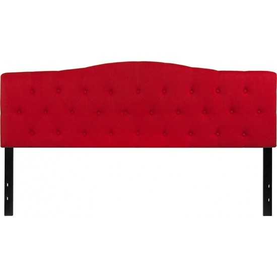 Cambridge Tufted Upholstered King Size Headboard in Red Fabric