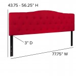 Cambridge Tufted Upholstered King Size Headboard in Red Fabric