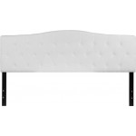 Cambridge Tufted Upholstered King Size Headboard in White Fabric