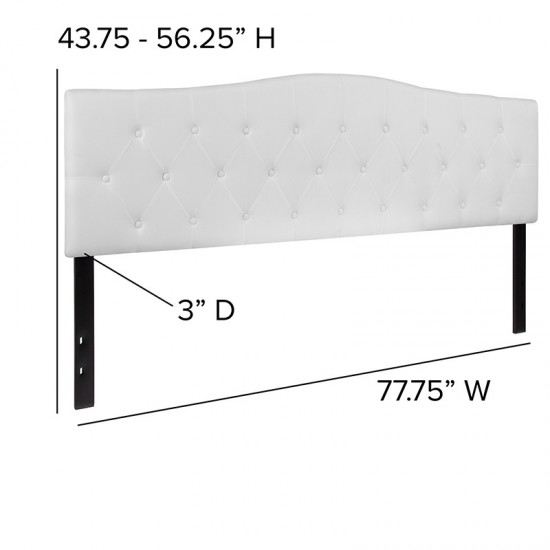 Cambridge Tufted Upholstered King Size Headboard in White Fabric