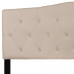 Cambridge Tufted Upholstered Queen Size Headboard in Beige Fabric