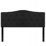 Cambridge Tufted Upholstered Queen Size Headboard in Black Fabric