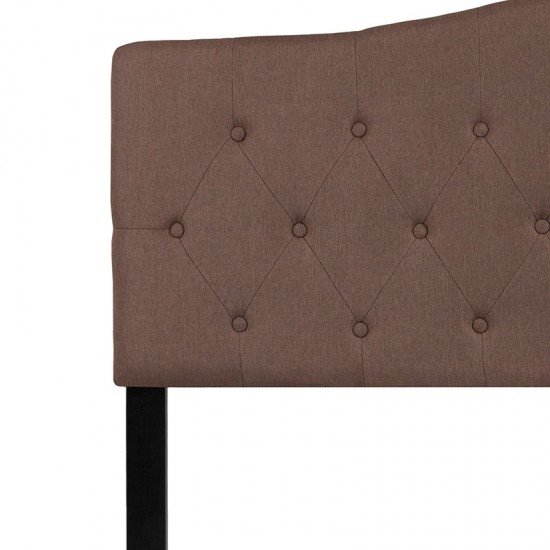 Cambridge Tufted Upholstered Queen Size Headboard in Camel Fabric
