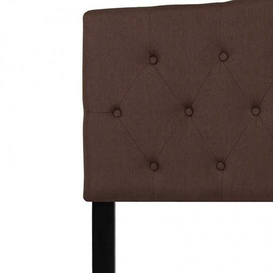 Cambridge Tufted Upholstered Queen Size Headboard in Dark Brown Fabric