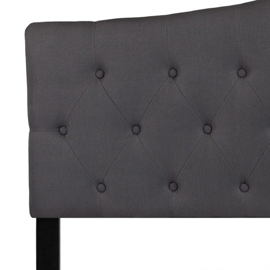 Cambridge Tufted Upholstered Queen Size Headboard in Dark Gray Fabric