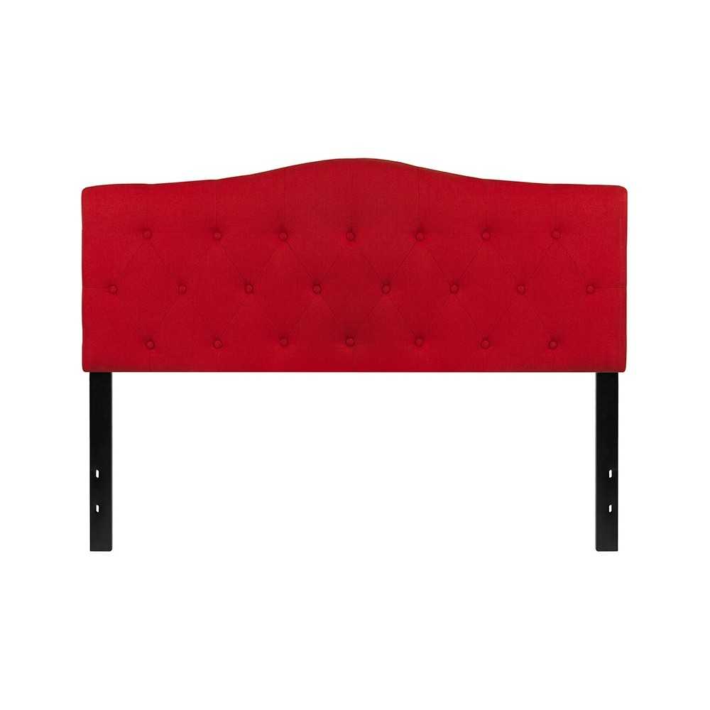 Cambridge Tufted Upholstered Queen Size Headboard in Red Fabric