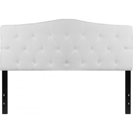 Cambridge Tufted Upholstered Queen Size Headboard in White Fabric