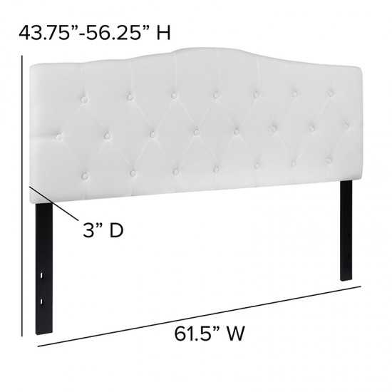 Cambridge Tufted Upholstered Queen Size Headboard in White Fabric