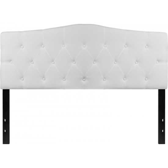 Cambridge Tufted Upholstered Queen Size Headboard in White Fabric