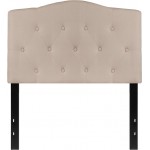 Cambridge Tufted Upholstered Twin Size Headboard in Beige Fabric