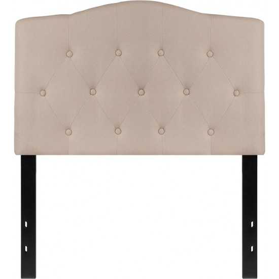 Cambridge Tufted Upholstered Twin Size Headboard in Beige Fabric