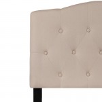 Cambridge Tufted Upholstered Twin Size Headboard in Beige Fabric