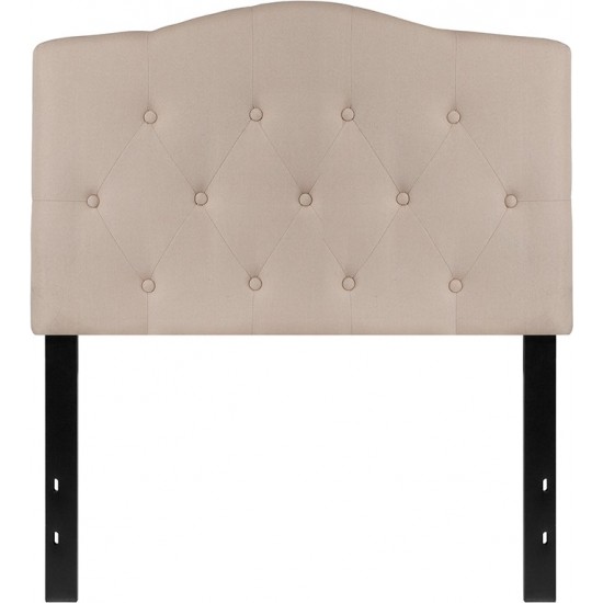 Cambridge Tufted Upholstered Twin Size Headboard in Beige Fabric