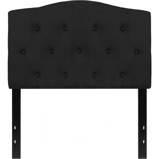 Cambridge Tufted Upholstered Twin Size Headboard in Black Fabric