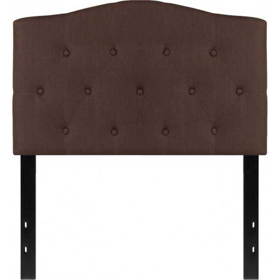 Cambridge Tufted Upholstered Twin Size Headboard in Dark Brown Fabric
