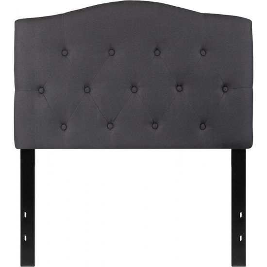 Cambridge Tufted Upholstered Twin Size Headboard in Dark Gray Fabric