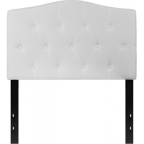 Cambridge Tufted Upholstered Twin Size Headboard in White Fabric