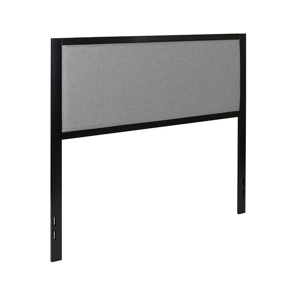 Melbourne Metal Upholstered Full Size Headboard in Light Gray Fabric