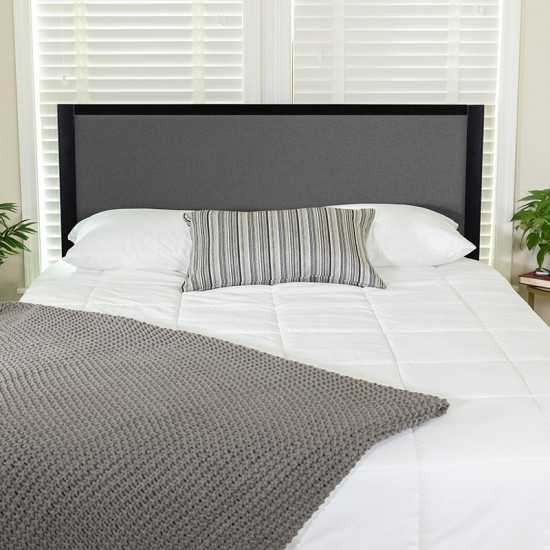 Melbourne Metal Upholstered King Size Headboard in Dark Gray Fabric
