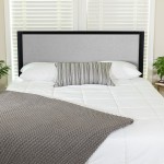 Melbourne Metal Upholstered King Size Headboard in Light Gray Fabric